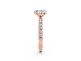 Rose gold Oval Cut Moissanite Solitaire Pavé Band with Four-Prong Setting_2