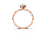Rose gold Oval Cut Moissanite Solitaire Pavé Band with Four-Prong Setting_3