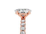 Rose gold Oval Cut Moissanite Solitaire Pavé Band with Four-Prong Setting_5
