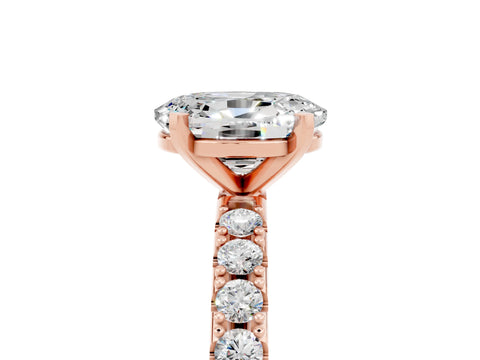 Rose gold Oval Cut Moissanite Solitaire Pavé Band with Four-Prong Setting_5