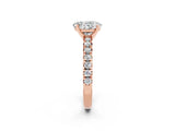 Rose gold Oval Cut Moissanite Solitaire Pavé Engagement Ring with Round Band and Prong Setting_14