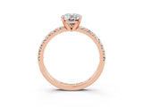 Rose gold Oval Cut Moissanite Solitaire Pavé Engagement Ring with Round Band and Prong Setting_15