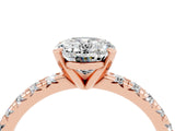 Rose gold Oval Cut Moissanite Solitaire Pavé Engagement Ring with Round Band and Prong Setting_16