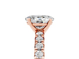 Rose gold Oval Cut Moissanite Solitaire Pavé Engagement Ring with Round Band and Prong Setting_17