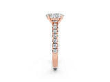 Rose gold Oval Cut Moissanite Solitaire Pavé Engagement Ring with Round Band and Prong Setting_68