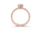 Rose gold Oval Cut Moissanite Solitaire Pavé Engagement Ring with Round Band and Prong Setting_69