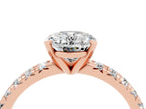 Rose gold Oval Cut Moissanite Solitaire Pavé Engagement Ring with Round Band and Prong Setting_70