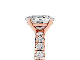 Rose gold Oval Cut Moissanite Solitaire Pavé Engagement Ring with Round Band and Prong Setting_71