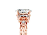 Rose gold Oval Cut Moissanite Solitaire Ring with Filigree Band and Four-Prong Setting_29