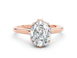 Rose gold Oval Cut Moissanite Solitaire Ring with Flower Prong Setting and Classic Band_36
