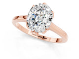 Rose gold Oval Cut Moissanite Solitaire Ring with Flower Prong Setting and Classic Band_37