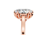 Rose gold Oval Cut Moissanite Solitaire Ring with Flower Prong Setting and Classic Band_41