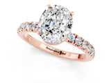 Rose gold Oval Cut Moissanite Solitaire Ring with Pavé Accents and Four-Prong Setting_1
