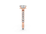 Rose gold Oval Cut Moissanite Solitaire Ring with Pavé Accents and Four-Prong Setting_2