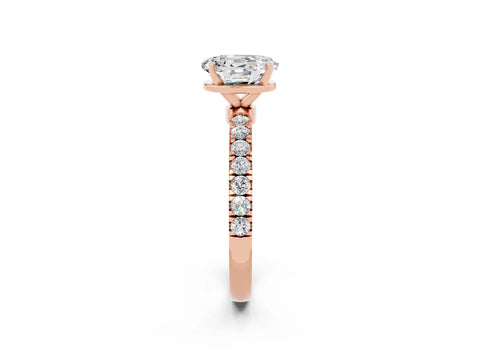 Rose gold Oval Cut Moissanite Solitaire Ring with Pavé Accents and Four-Prong Setting_2