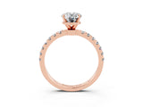 Rose gold Oval Cut Moissanite Solitaire Ring with Pavé Accents and Four-Prong Setting_3
