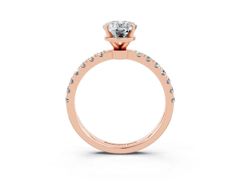 Rose gold Oval Cut Moissanite Solitaire Ring with Pavé Accents and Four-Prong Setting_3