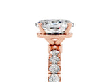 Rose gold Oval Cut Moissanite Solitaire Ring with Pavé Accents and Four-Prong Setting_5