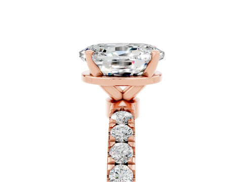 Rose gold Oval Cut Moissanite Solitaire Ring with Pavé Accents and Four-Prong Setting_5