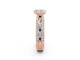 Rose gold Oval Cut Moissanite Solitaire Ring with Pavé and Channel Set Band_2