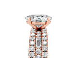 Rose gold Oval Cut Moissanite Solitaire Ring with Pavé and Channel Set Band_5