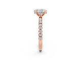 Rose gold Oval Cut Moissanite Solitaire Ring with Round  Pavé Band and Four-Prong Setting_44