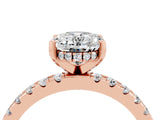 Rose gold Oval Cut Moissanite Solitaire Ring with Round  Pavé Band and Four-Prong Setting_46