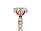 Rose gold Oval Cut Moissanite Solitaire Ring with Round  Pavé Band and Four-Prong Setting_47