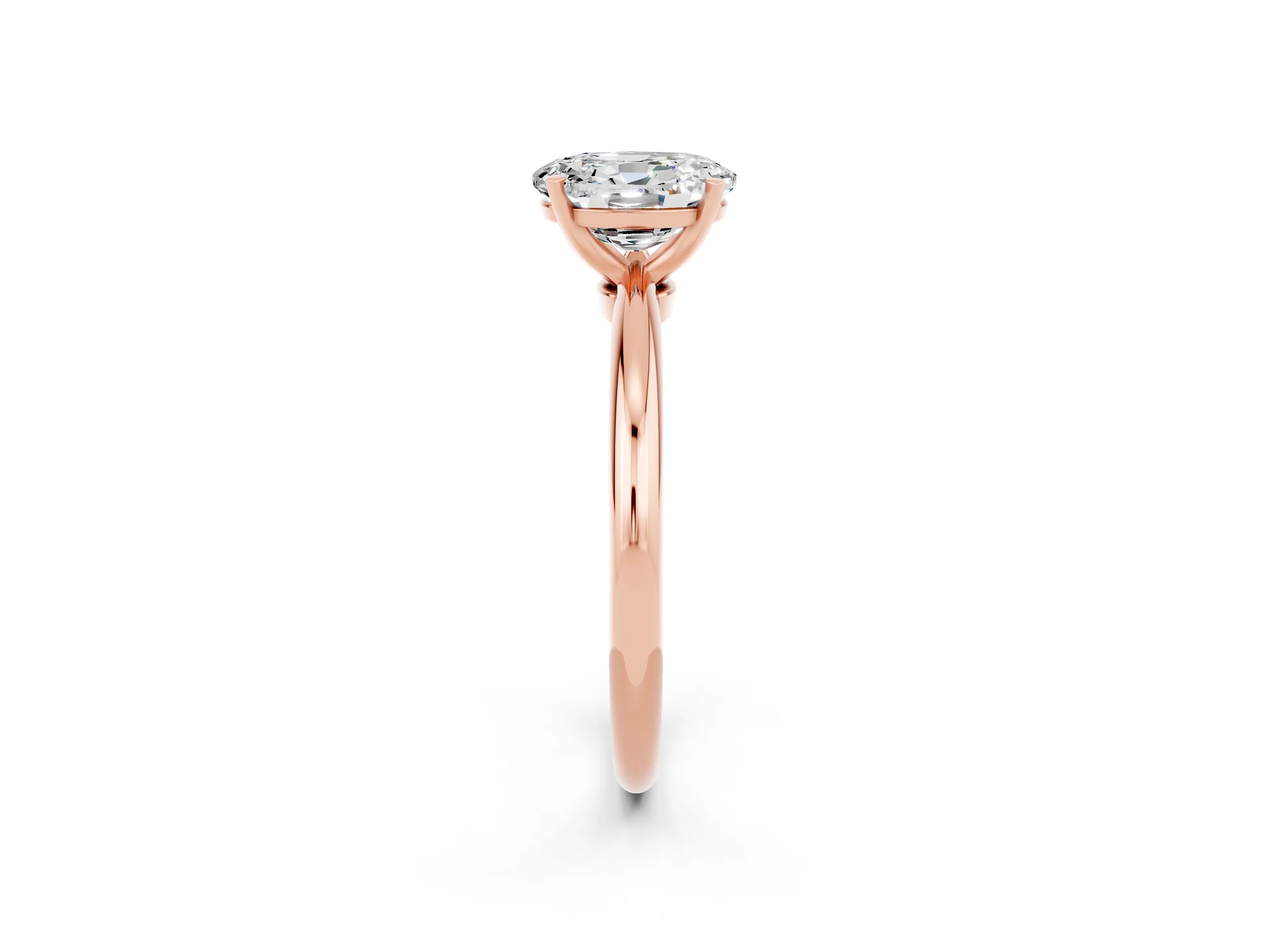 Rose gold Oval Cut Moissanite Solitaire Ring with Six-Prong Setting and Classic Band_2