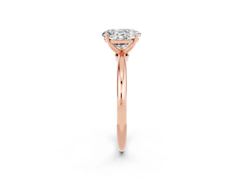 Rose gold Oval Cut Moissanite Solitaire Ring with Six-Prong Setting and Classic Band_2