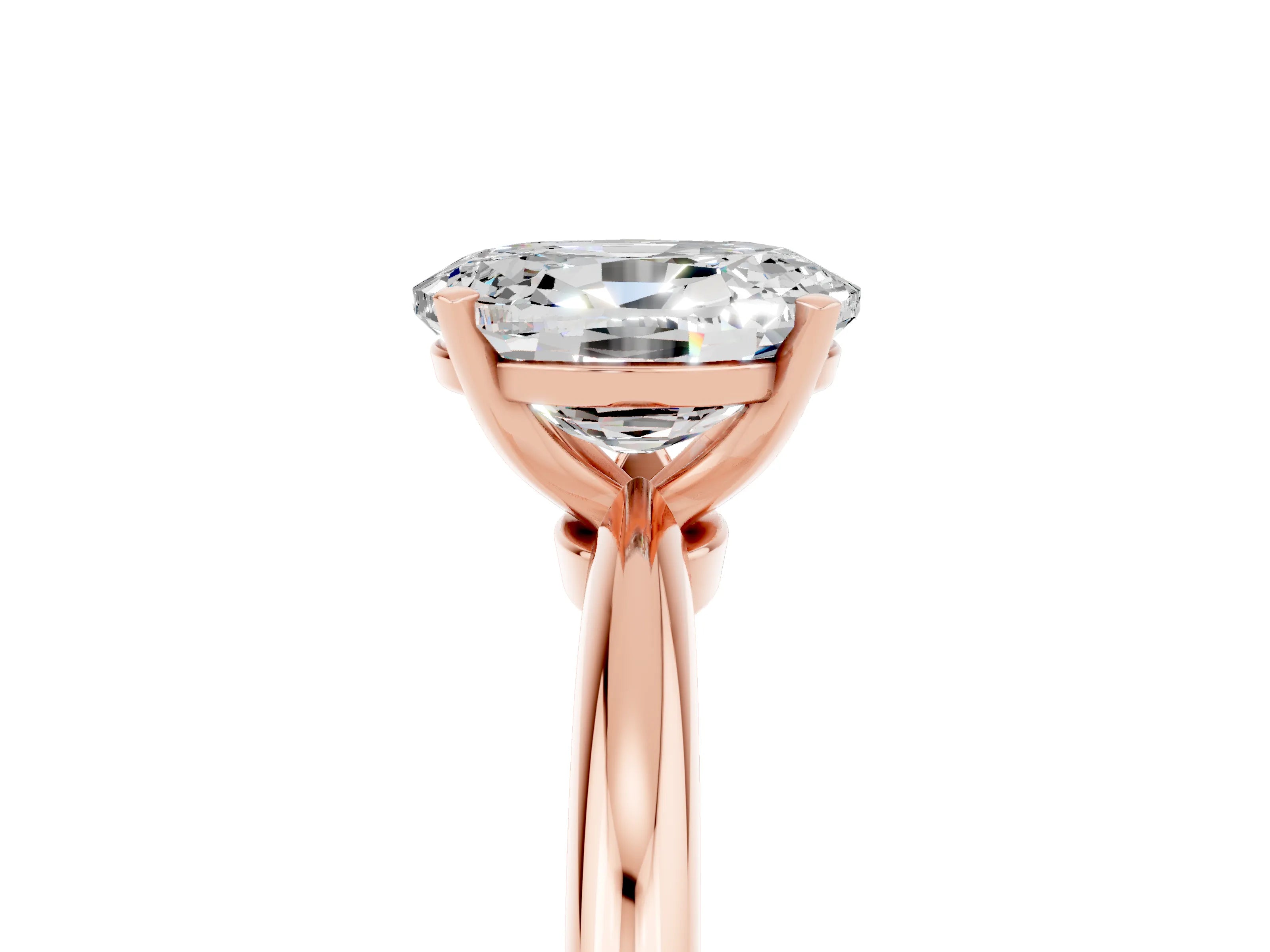 Rose gold Oval Cut Moissanite Solitaire Ring with Six-Prong Setting and Classic Band_5