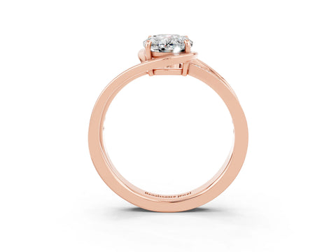 Rose gold Oval Cut Moissanite Solitaire Ring with Split Shank and Prong Setting_3