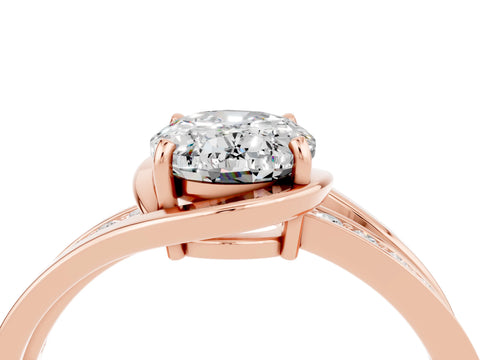 Rose gold Oval Cut Moissanite Solitaire Ring with Split Shank and Prong Setting_4