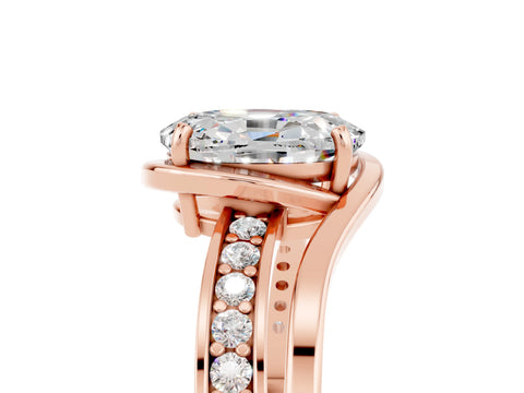 Rose gold Oval Cut Moissanite Solitaire Ring with Split Shank and Prong Setting_5