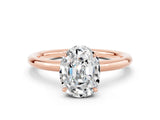 Rose gold Oval Cut Moissanite Solitaire Ring with Thin Band and Four-Prong Setting_12
