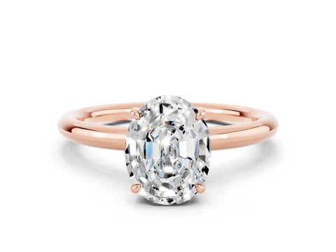 Rose gold Oval Cut Moissanite Solitaire Ring with Thin Band and Four-Prong Setting_12