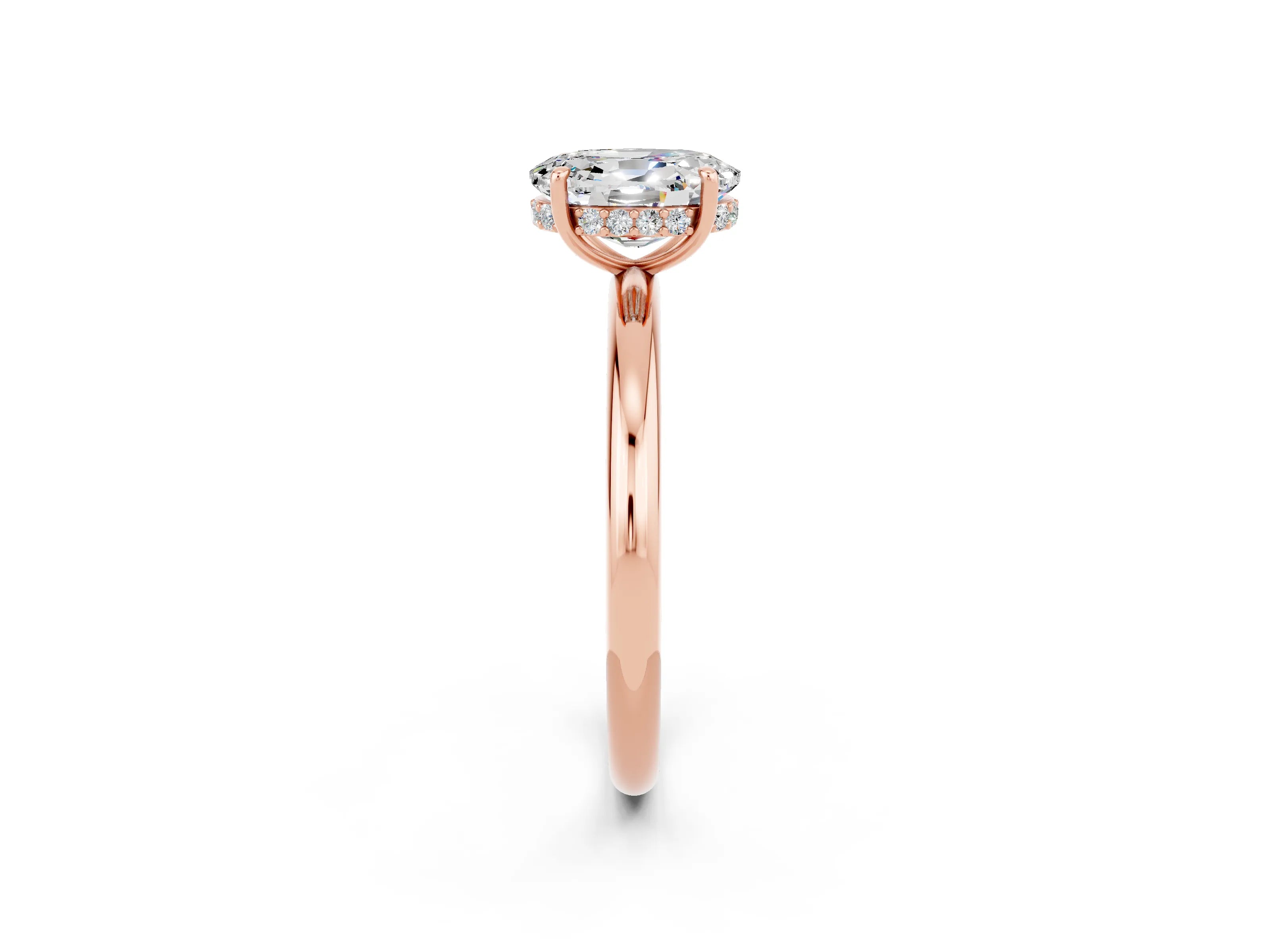 Rose gold Oval Cut Moissanite Solitaire Ring with Thin Band and Four-Prong Setting_14