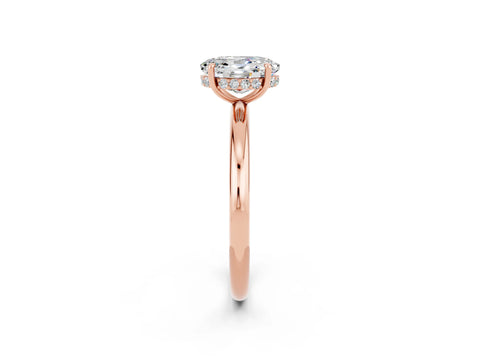 Rose gold Oval Cut Moissanite Solitaire Ring with Thin Band and Four-Prong Setting_14