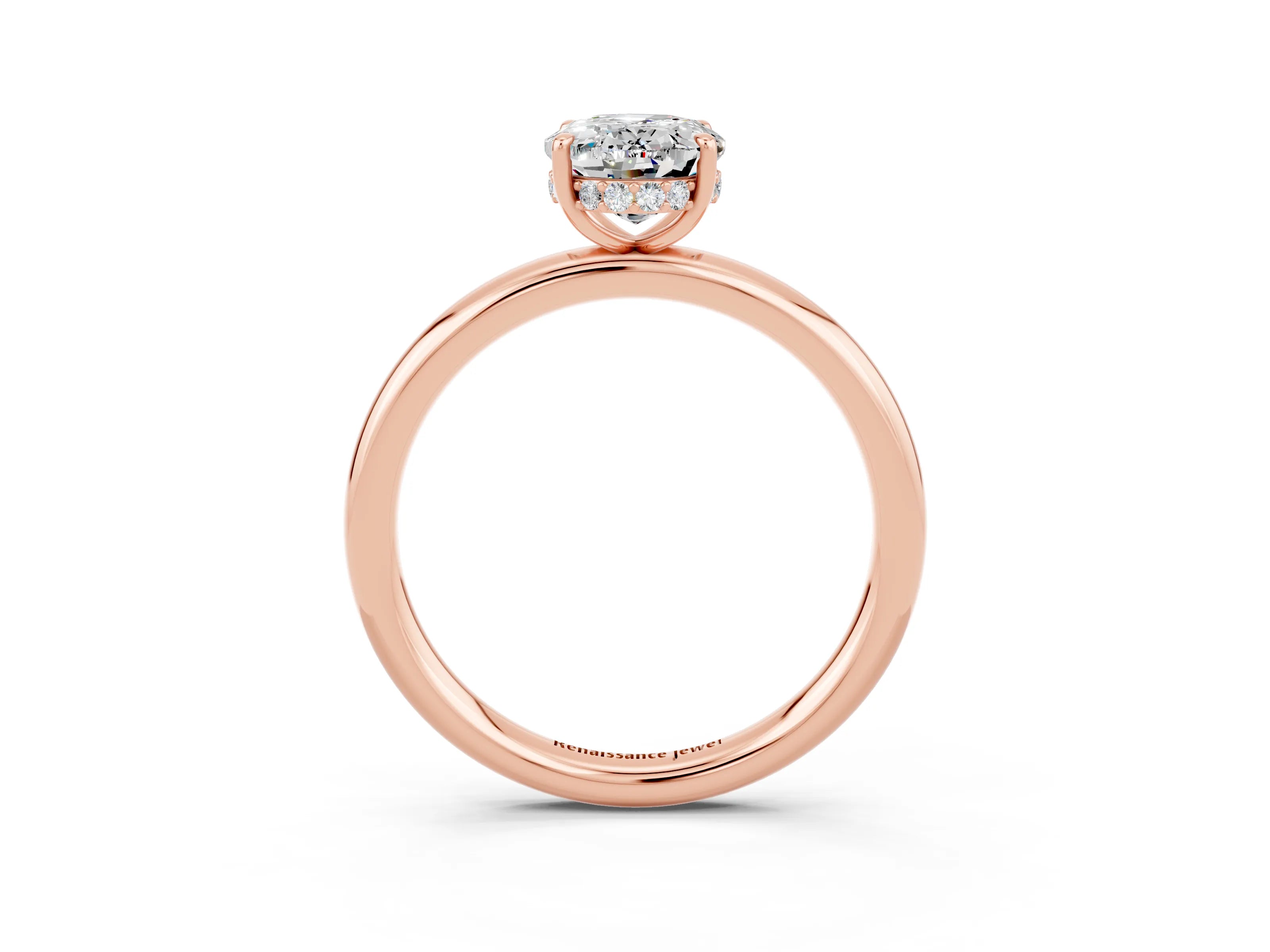Rose gold Oval Cut Moissanite Solitaire Ring with Thin Band and Four-Prong Setting_15