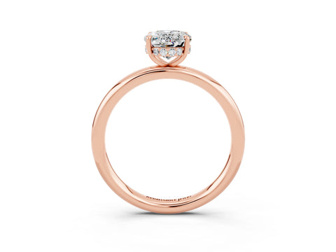 Rose gold Oval Cut Moissanite Solitaire Ring with Thin Band and Four-Prong Setting_15