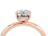 Rose gold Oval Cut Moissanite Solitaire Ring with Thin Band and Four-Prong Setting_16