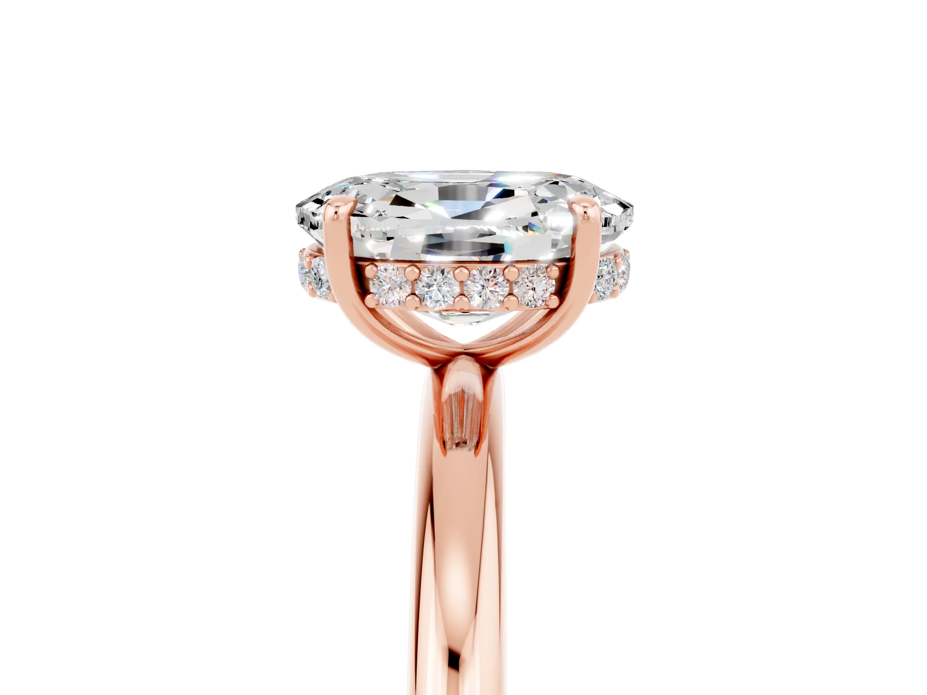 Rose gold Oval Cut Moissanite Solitaire Ring with Thin Band and Four-Prong Setting_17
