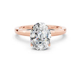 Rose gold Oval Cut Moissanite Solitaire Ring with Thin Band and Prong Setting_12
