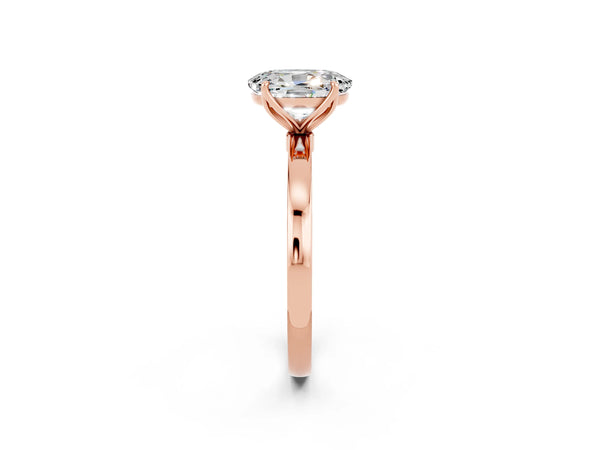 Rose gold Oval Cut Moissanite Solitaire Ring with Thin Band and Prong Setting