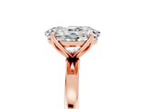 Rose gold Oval Cut Moissanite Solitaire Ring with Thin Band and Prong Setting_17