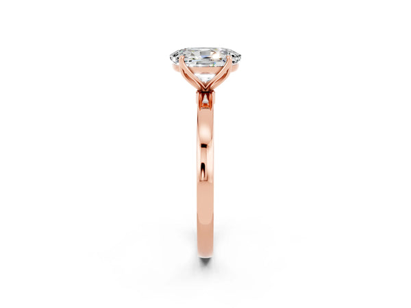 Rose gold Oval Cut Moissanite Solitaire Ring with Thin Band and Prong Setting