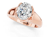 Rose gold Oval Cut Moissanite Solitaire Ring with Wide Band and Prong Setting_1