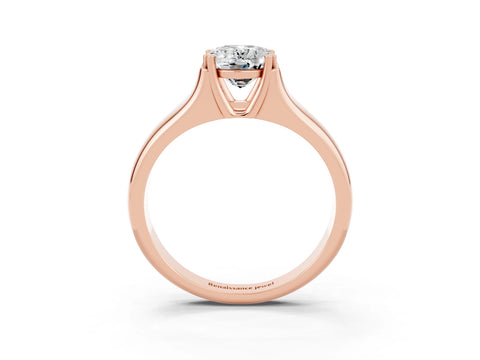 Rose gold Oval Cut Moissanite Solitaire Ring with Wide Band and Prong Setting_3