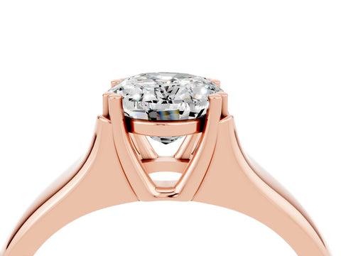 Rose gold Oval Cut Moissanite Solitaire Ring with Wide Band and Prong Setting_4