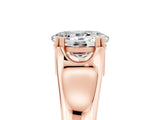 Rose gold Oval Cut Moissanite Solitaire Ring with Wide Band and Prong Setting_5